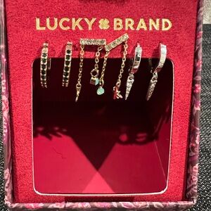 Lucky Brand Silver and Gold Earring Set with Crystal Details